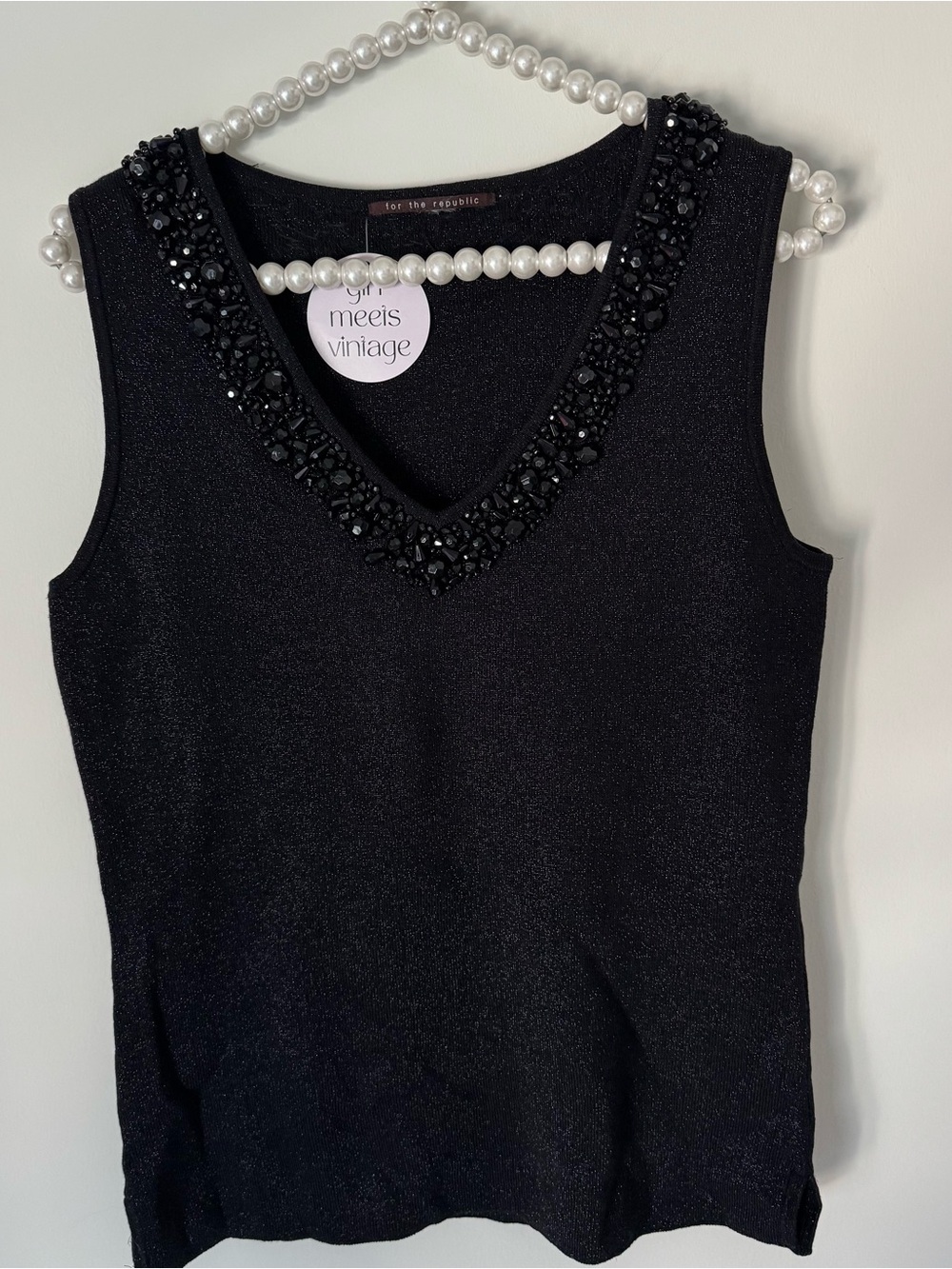 for the republic black beaded tank